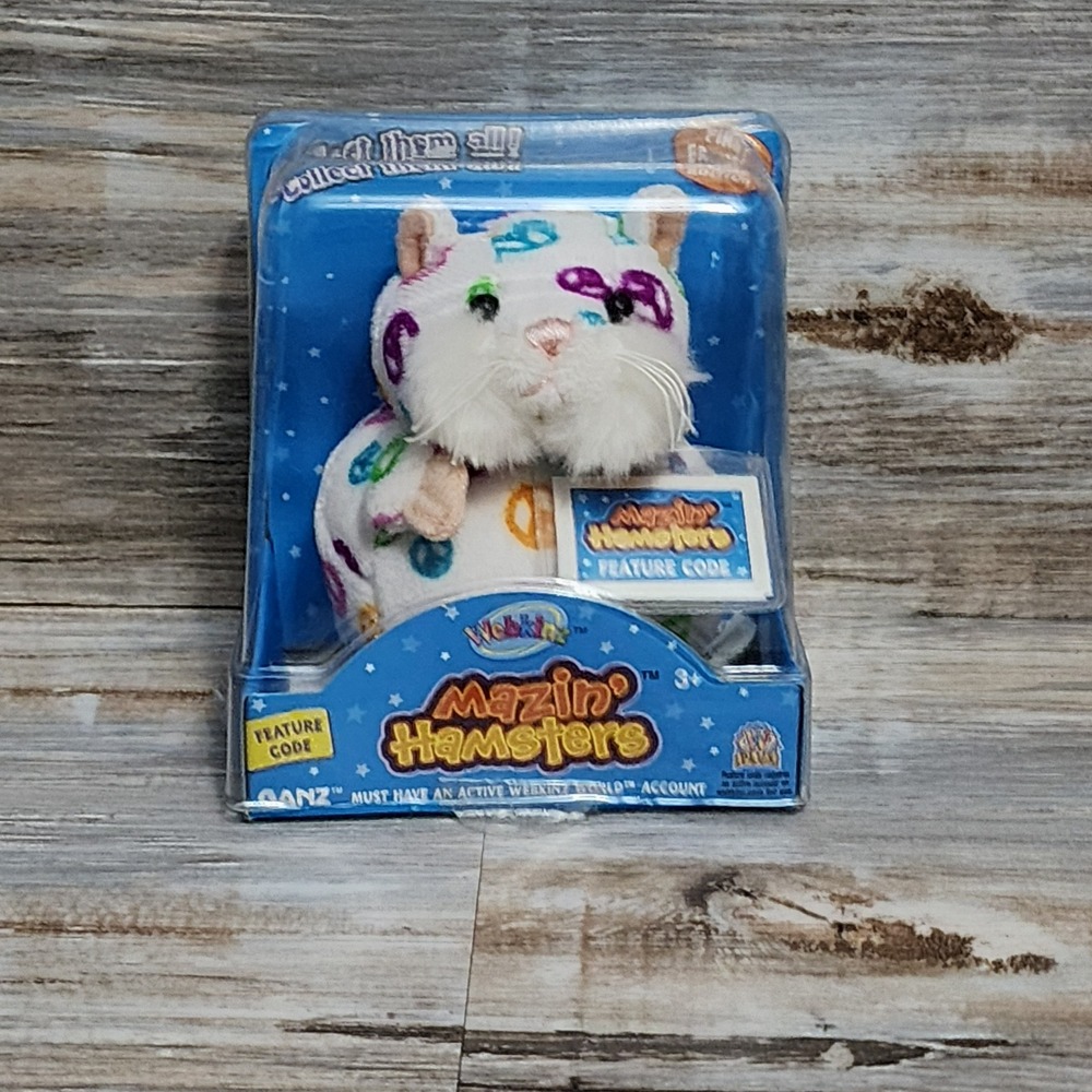 Ganz Webkinz Mazin Hamster Hope Plush Toy Peace Signs New Sealed with Code